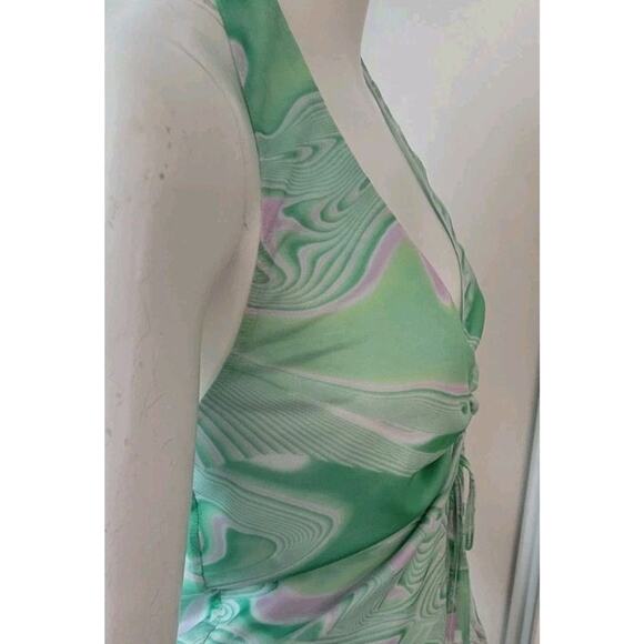 Beige Botany Halter Top Green/Pink Swirl Womans Sz. L Beach Summer Crop - Picture 6 of 9